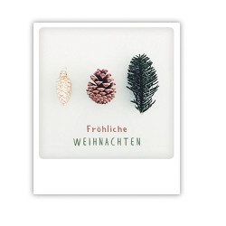 Pickmotion Karte "Frohe Weihnachten mit drei Tannenzapfen"