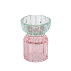 Glaskerzenhalter Colorblocking Pink&Grün 