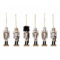 Deko Nussknacker Anhänger Set Creme