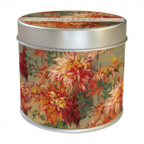 Duftkerze "Pfirsich" mit orangen Dahlien
