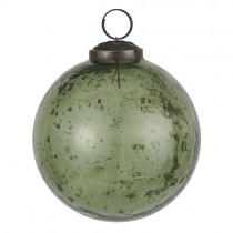 Glaskugel "Pebbled" Moosgrün 9,5cm