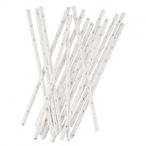 Papierstrohhalme Weiß mit silbernen Sternen