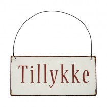 Metallschild zum Anhängen "Tillykke"