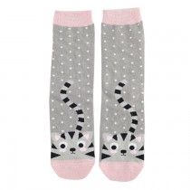 Miss Sparrow Socken Bamboo Katze Grau/Rosa