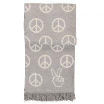 Ib Laursen Decke Plaid Creme mit grauen Blockstreifen