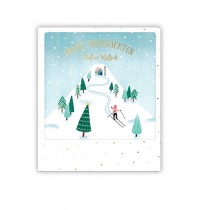 Pickmotion Mini Pic Karte "Frohe Weihnachten & Guten Rutsch Skifahrer"