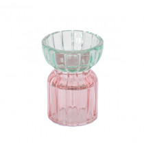 Glaskerzenhalter Colorblocking Pink&Grün 