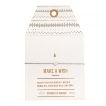 Armband "Make a wish" Mini Herz Silber mit grauem Bändchen